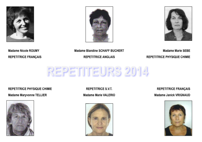 Le Trombinoscope des répétiteurs 2014