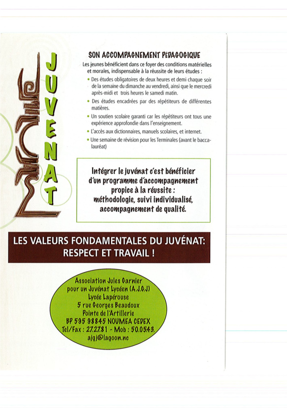 Le nouveau flyer du Juvenat