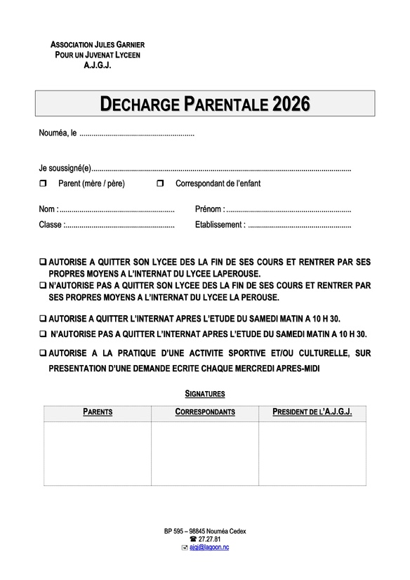 Le dossier d'inscription Juvenat 2026