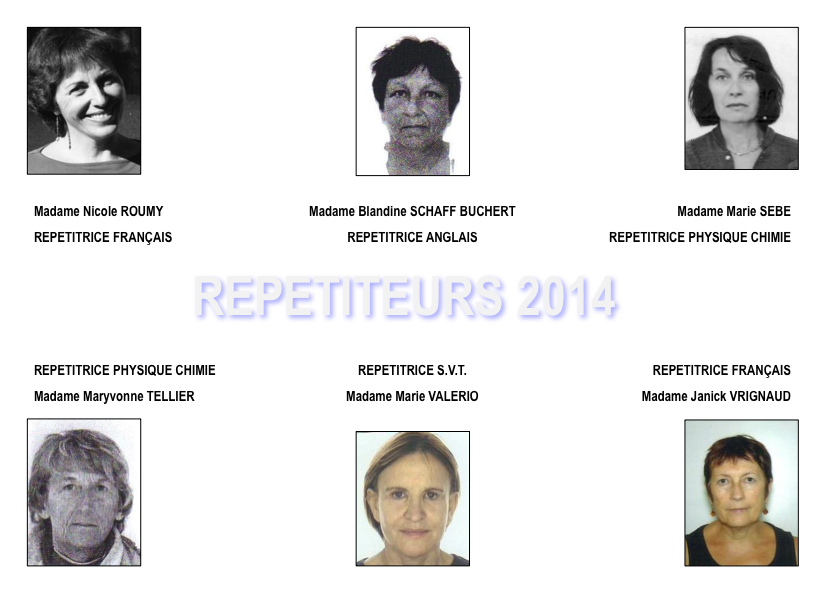 Le Trombinoscope des répétiteurs 2014