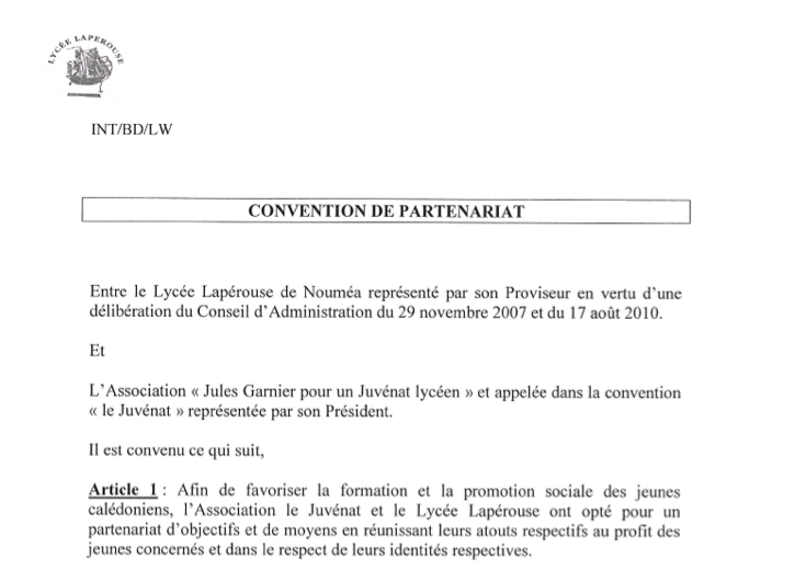 La convention de partenariat avec le Lycée Lapérouse