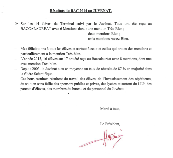 Le Président félicite les élèves pour leurs résultats au Bac