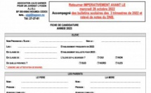La fiche de candidature 2022